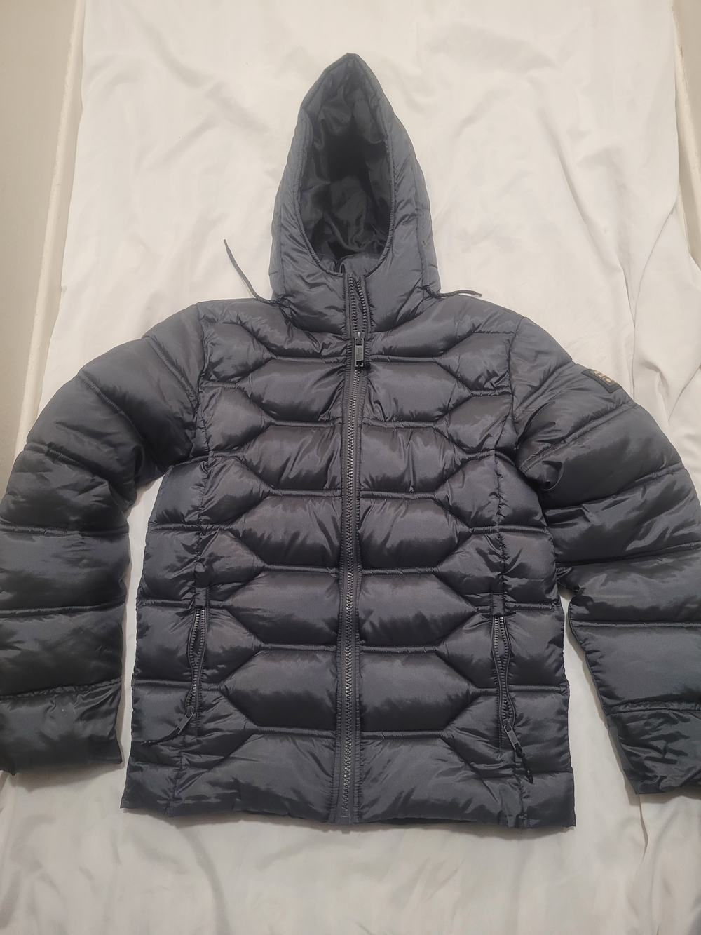 Point Zero Black Quilted Puffer Jacket with Hood